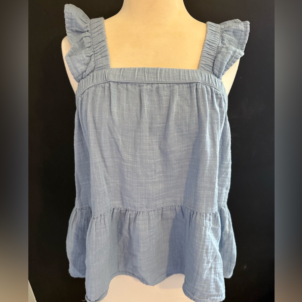 SO Light Blue Ruffled Blouse